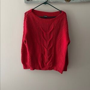 Express Vibrant Red Knit Crew Neck Sweater